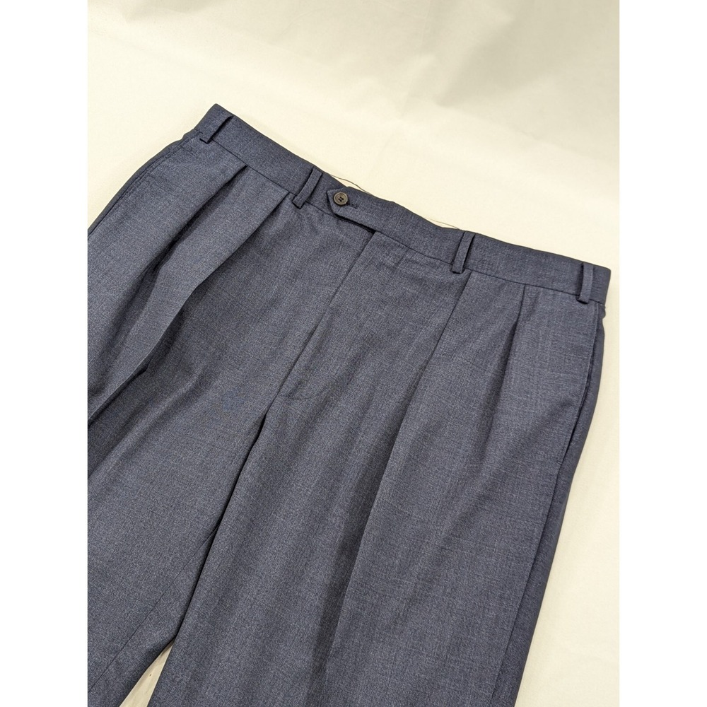 Samuelsohn Steven‎ Giles 38x27 100% Wool Crosshatch Cuffed Pleated Trousers EUC